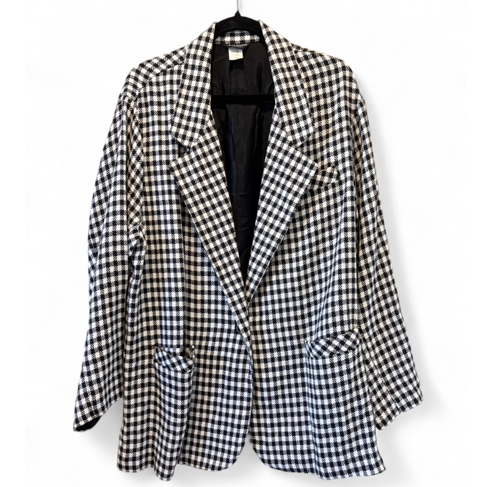 Vintage Chad Stevens Houndstooth Blazer Black and White 22W
